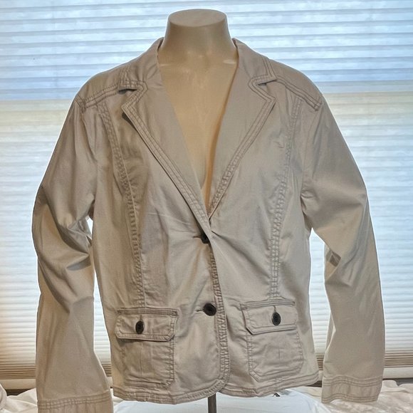 Sonoma Lifestyle KHAKI COTTON SPANDEX BLEND BLAZER NWOT SIZE XL - Picture 2 of 6